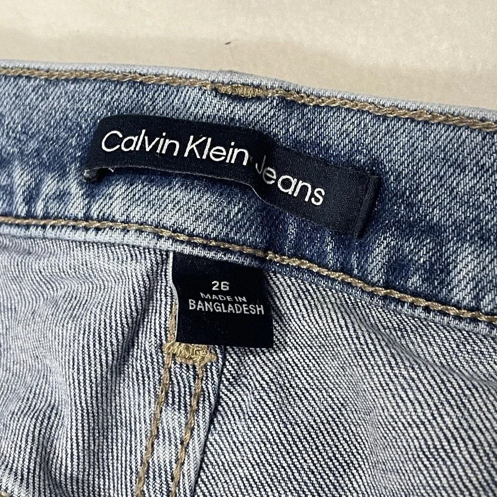 Calvin Klein Womens Mid-Rise Tapered Leg Blue Jeans Size 26 Frayed‎ Ankles